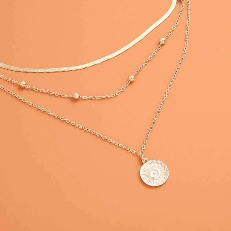 Simple Multi-Layer Lotus Pendant Necklace