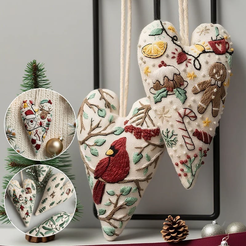 DIY Herzförmiges handgesticktes Weihnachtsornament/Ornament-Kit
