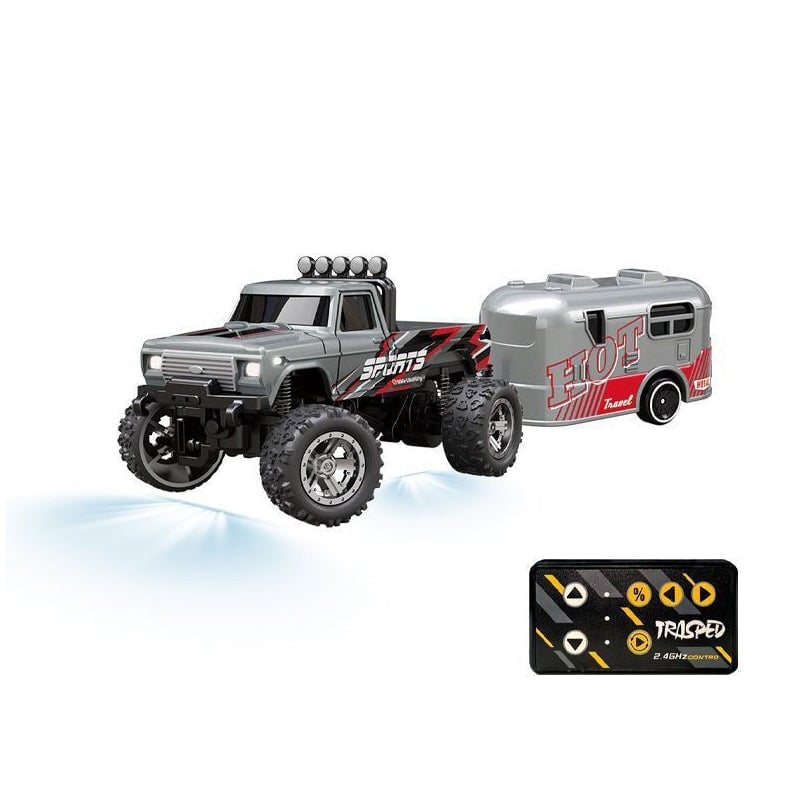 Mini Remote-controlled Shock-absorbing Off-road Monster Truck 1:64 Scale Trailer