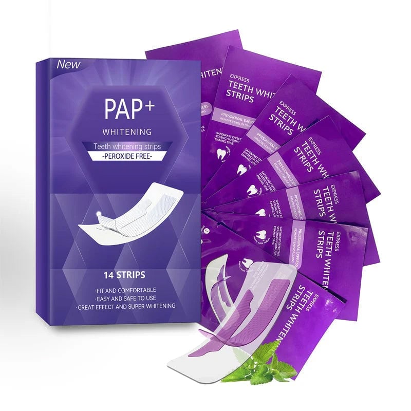 Yellow teeth whitening strips