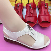 Sandalias Planas Piel Suave Cremallera