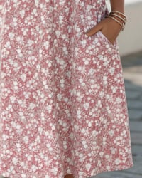 V-Neck Short-Sleeved Floral Dress