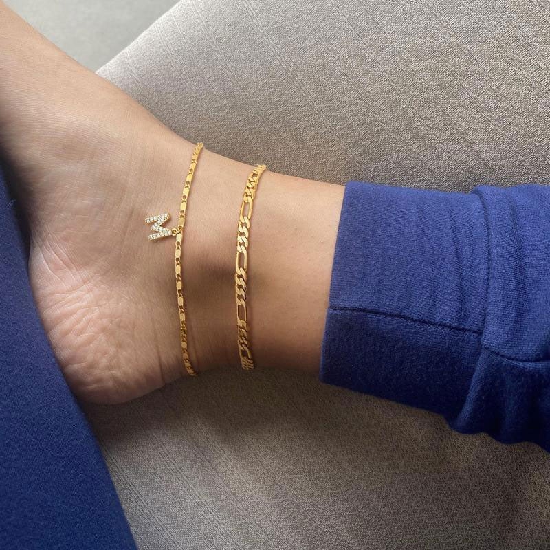 A-Z Letter Layered Ankle Bracelets for Women