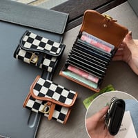 Checkerboard Pattern D Letter Design Card Holder