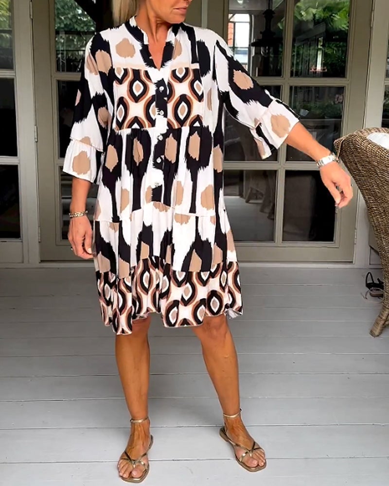 Robe imprimée à manches 3/4