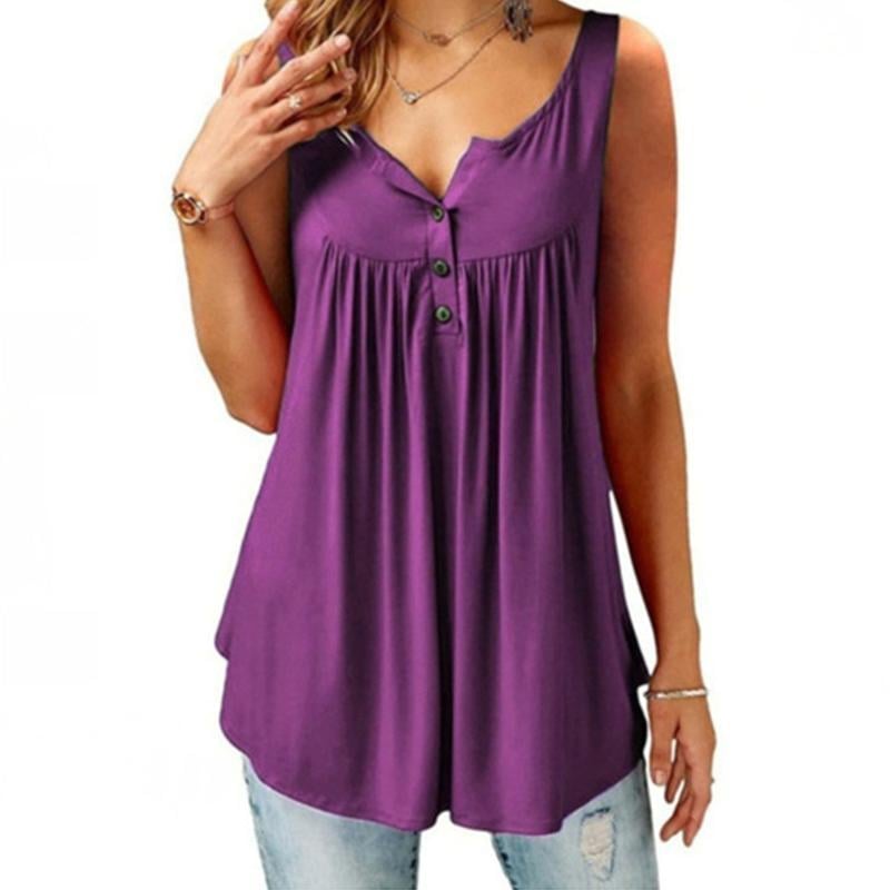 Bequemes ärmelloses Tanktop mit losem Knopf für Frauen