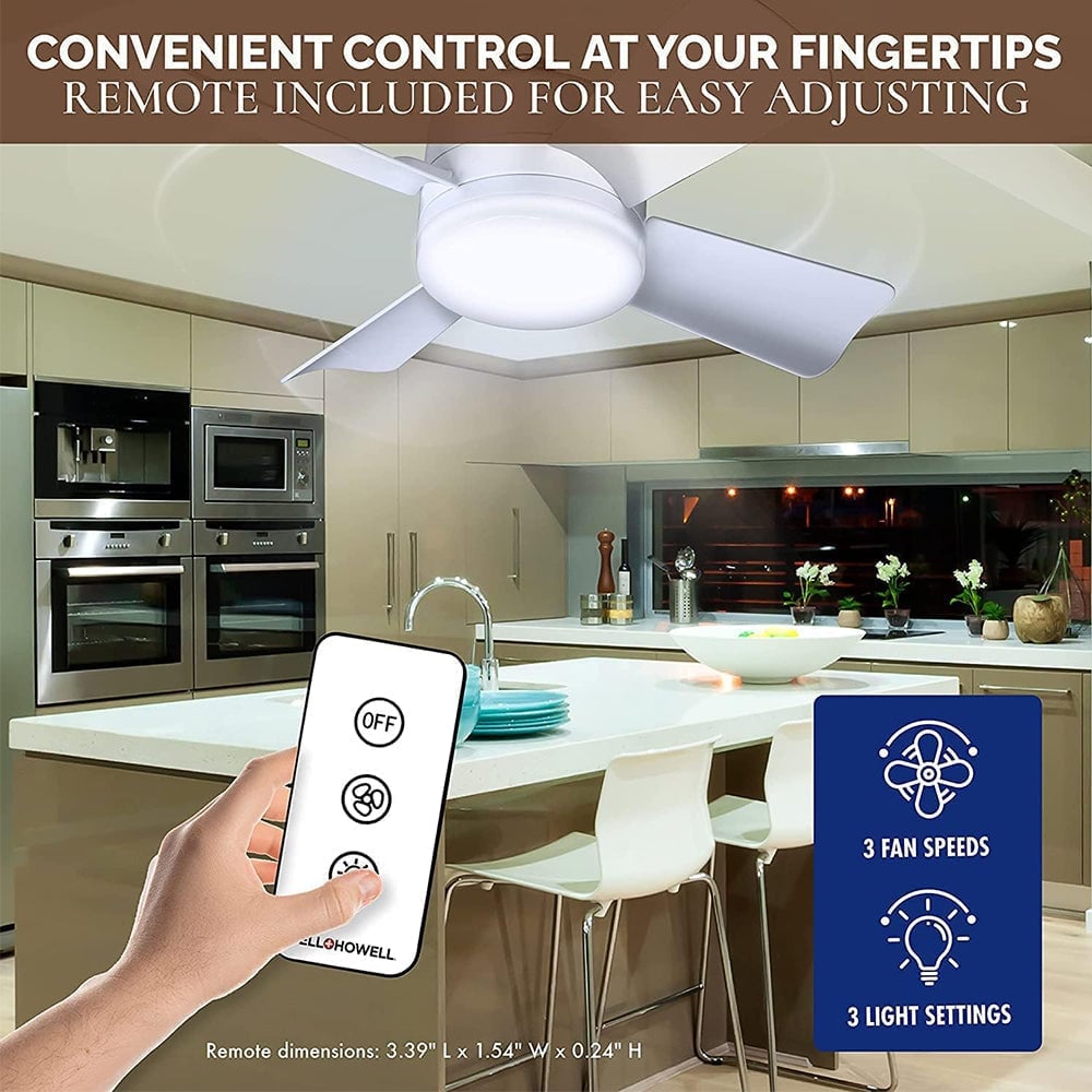 2-in-1 LED Ceiling Fan Light with Remote Control, E27/B22 Base