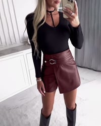 Mode high waist shorts met effen kleur en patchwork