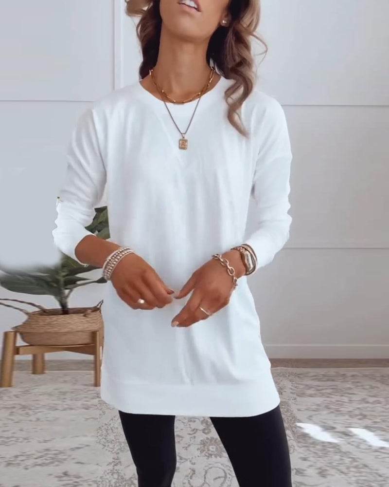 Solid color long sleeve casual top