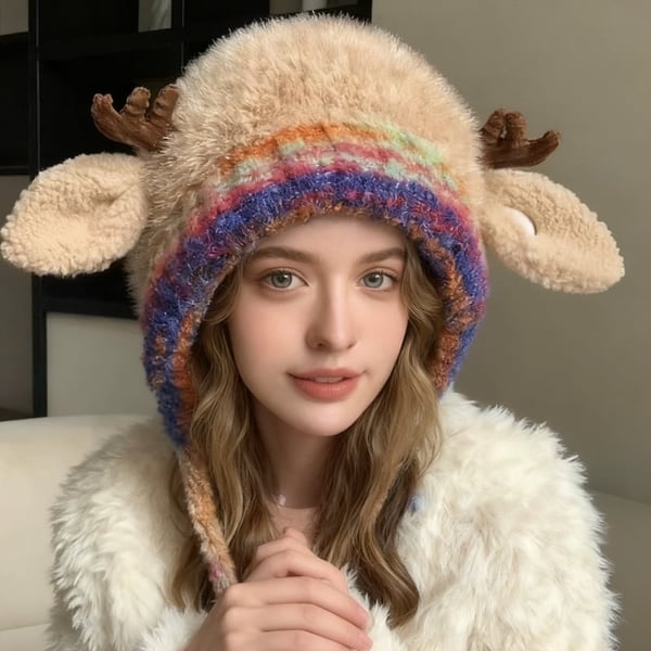 Niedliche Weihnachtsmütze mit Geweihmotiv