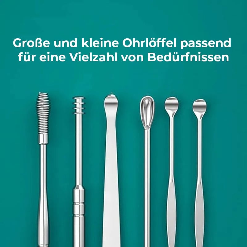 6-teiliges Set mit Spiral-Ohrmassage-Reinigungswerkzeug aus Edelstahl