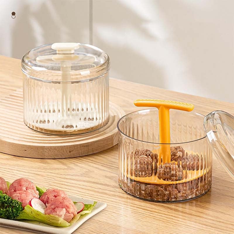Manual one-piece household meatball maker
