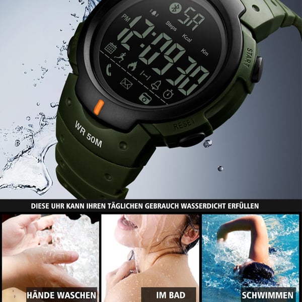 Bluetooth Schrittzähler Digital Smartuhr für Männer