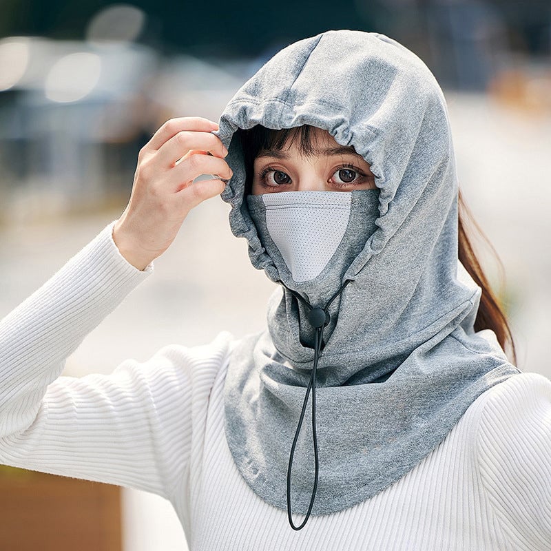 Huvtröja med ansiktsmask och nackvärmare för cykling