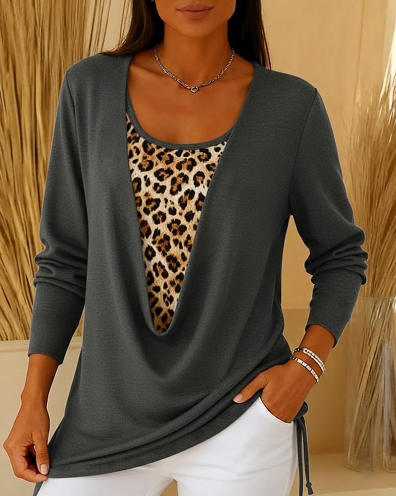 Top Met Luipaardprint En Vetersluiting