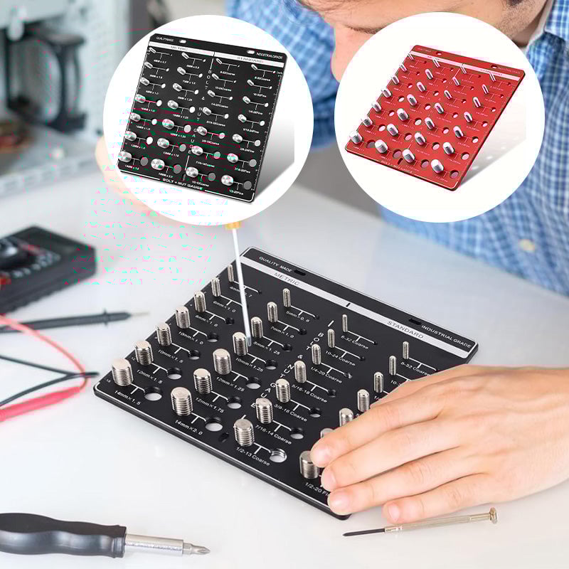 Screw & Thread Size Gauge – 28-Hole Square Checker