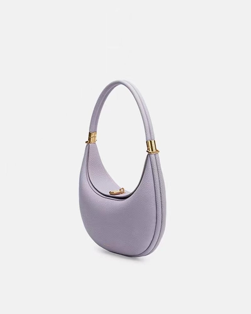 Ensfarvet elegant halvmåneformet skuldertaske