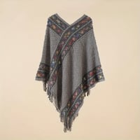 Women's Retro Pullover Tassel Shawl