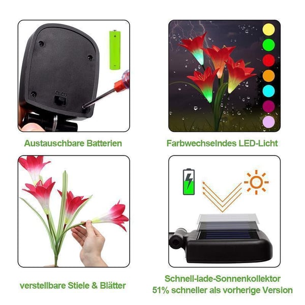 Solarbetriebene LED-Pfahlpflanze