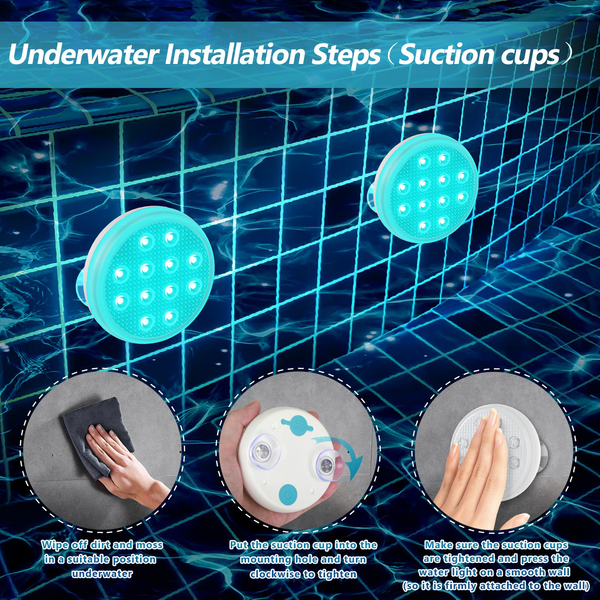 2/4 PCS - Ultra-High Brightness Rechargeable Submersible LED Lights with Remote