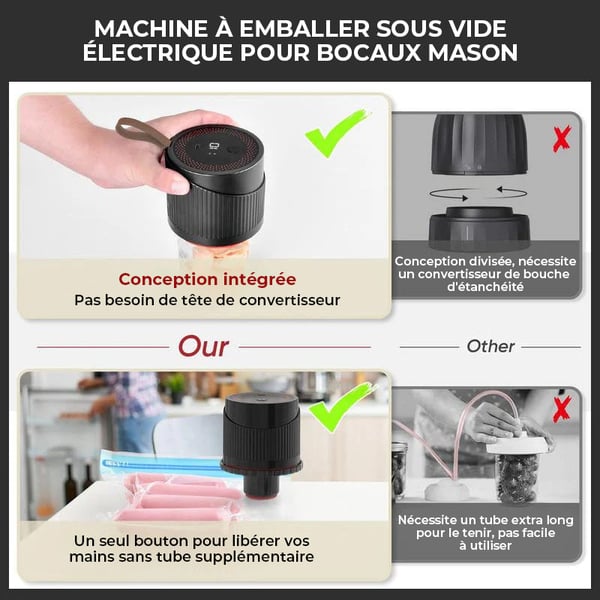 Kit de Scelleur Sous Vide Électrique pour Bocaux Mason