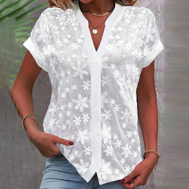 Blouse à manches courtes et col V