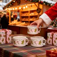 Ceramic Coffee Cup and Saucer Set (Set of 4)