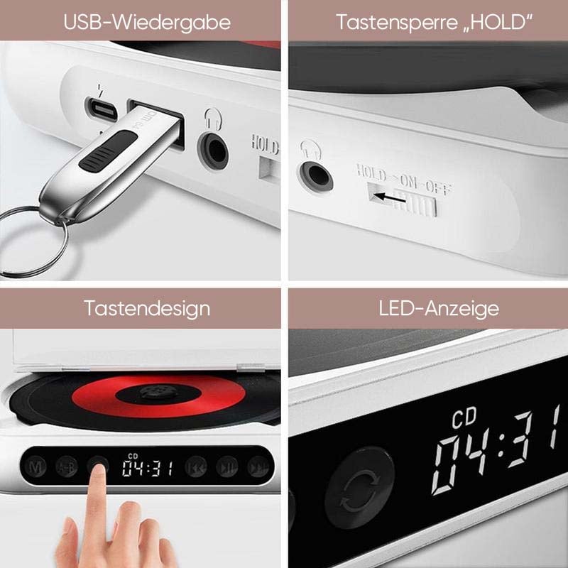 Tragbarer Bluetooth-fähiger CD-Player