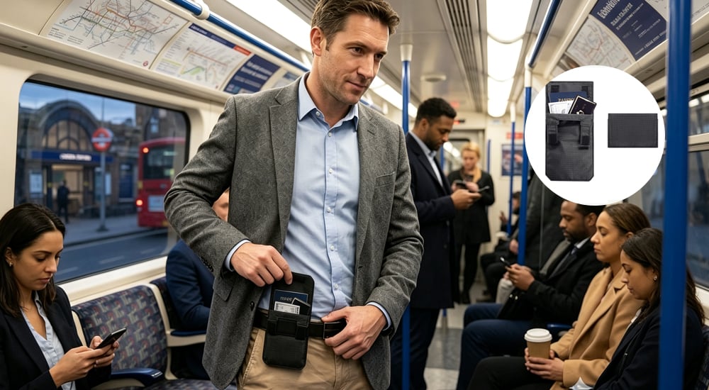 Slim belt wallet for travel and everyday use