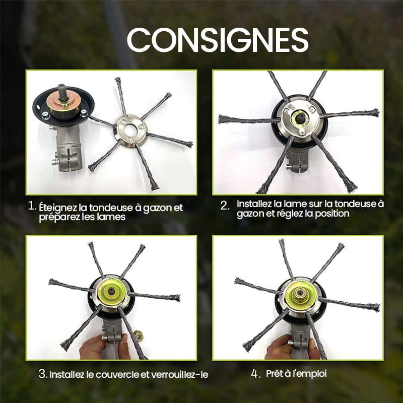 Tête de débroussailleuse en fil d'acier