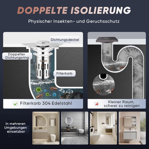 Universeller Abflussfilter für das Badezimmer Waschbecken