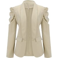 Women's Casual Lapel Blazer Puff Sleeve Open Front Work Blazer Suit
