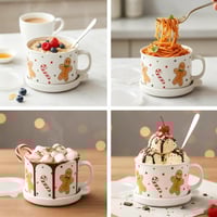 Ceramic Coffee Cup and Saucer Set (Set of 4)