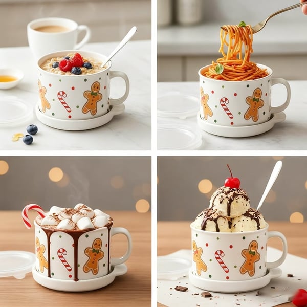 Ceramic Coffee Cup and Saucer Set (Set of 4)