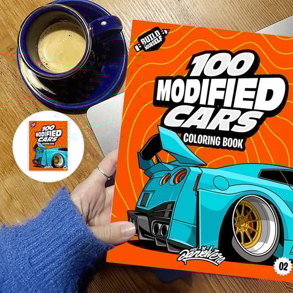 Beginner-Friendly-100 Modified Cars Coloring Book