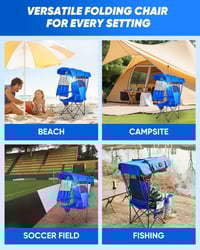 Folding Camping Chair with Canopy and Fan