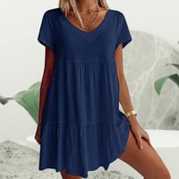 V-Ausschnitt Lässiges Kurzarm Kleid