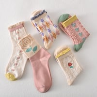 10 Pairs Women's Pink Floral Cotton Socks