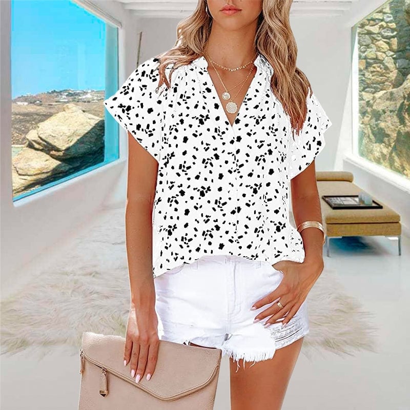 Camicia da donna con stampa scollo a V