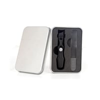 Black Beveled Nail Clippers + Glass Set