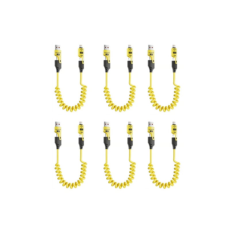 Spring retractable 4 in 1 65w fast charging data cable