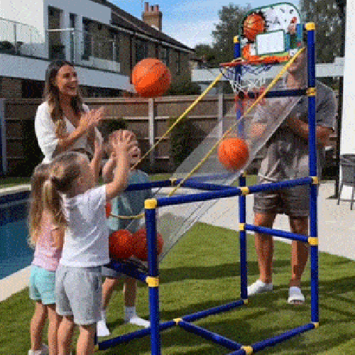 Basketball returning through the net after a successful shot