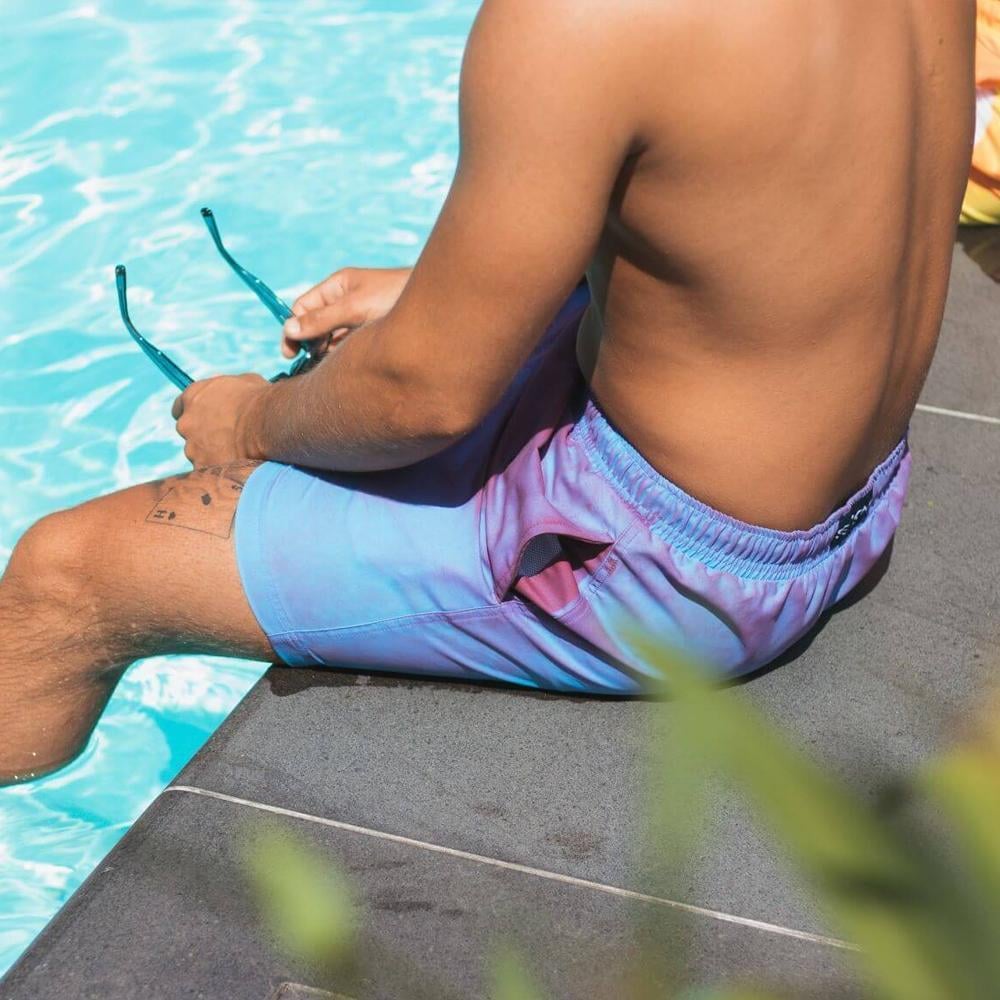 Color-Changing Beach Pants Swim Trunks Men Abstract Swimmer