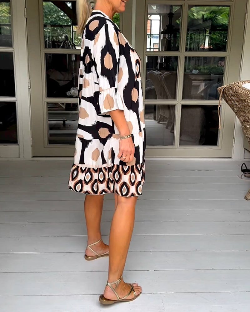 Robe imprimée à manches 3/4