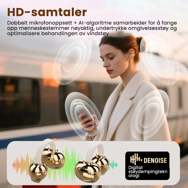 Fasjonable klipp-på trådløse hodetelefoner