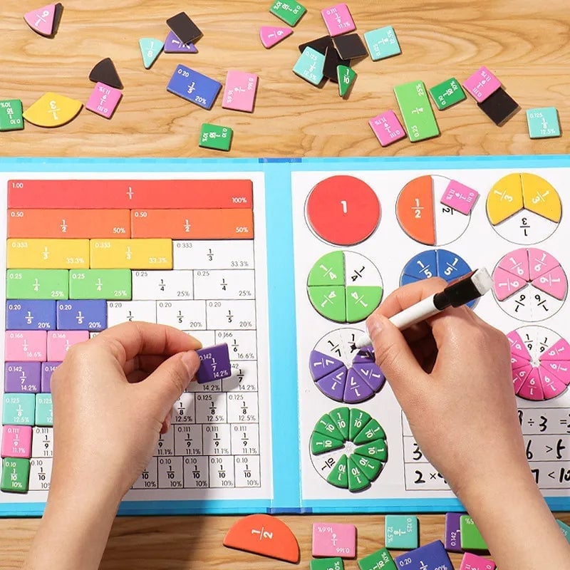 Montessori Magnetic Book Fraction Puzzle Designed for Kids