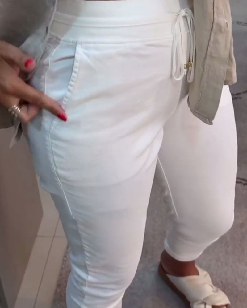 Aumora Drawstring Casual Pencil Pants