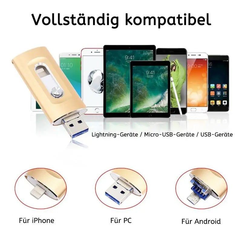 3-in-1 USB-Stick mit hoher Kapazität und Fingerabdruckschutz