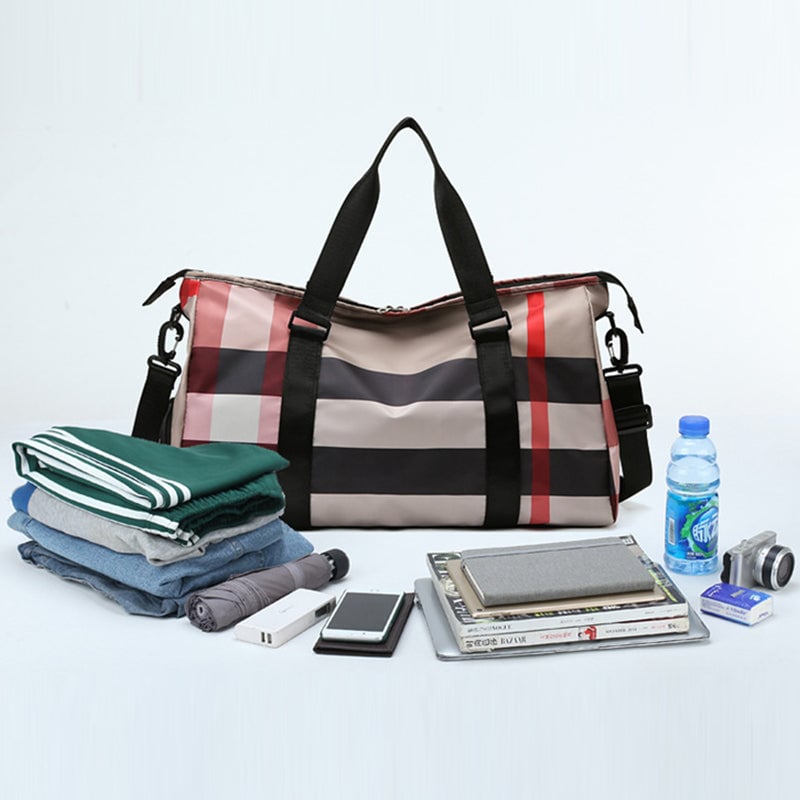 Large Plaid Oxford cloth Weekender/Overnight Travel Bag