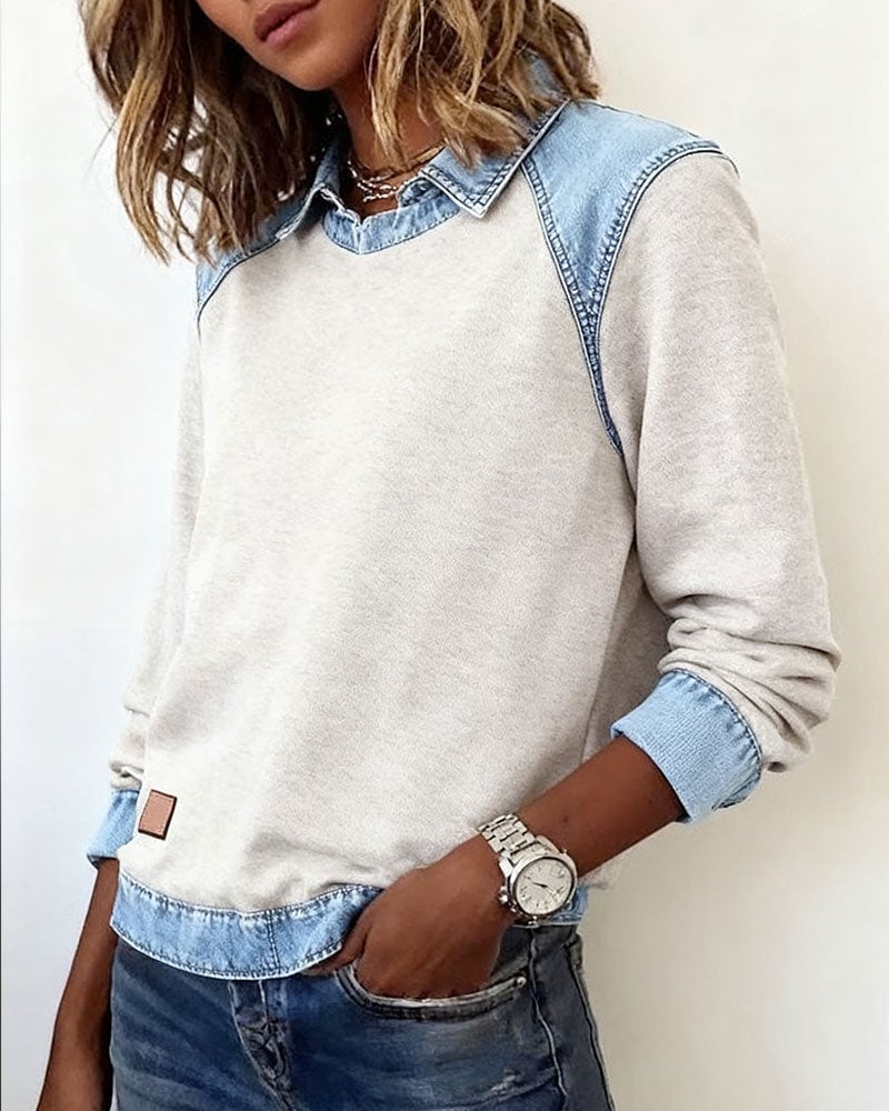 Blouse modieuze revers lange mouwen